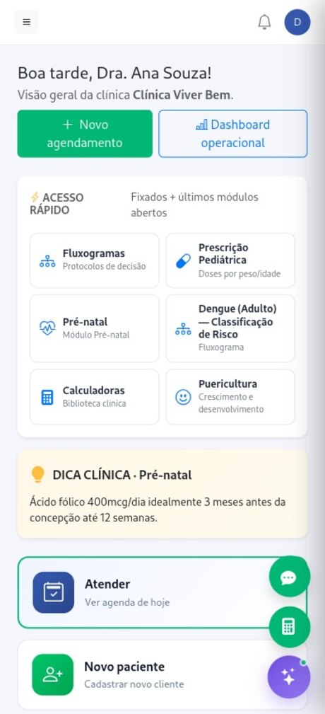 Chat interno entre profissionais no celular